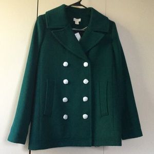 Forest green J Crew pea coat NWT size 2